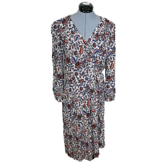 Velvet Graham & Spencer Small Wrap Dress Midi Long Sleeve Paisley Boho Fall - Picture 1 of 5